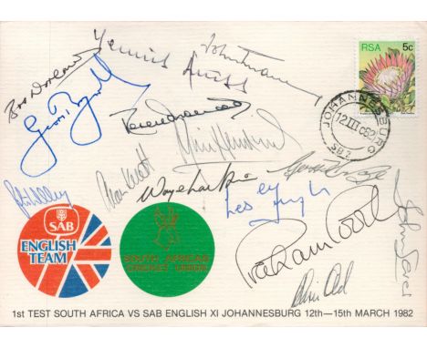 Cricket South Africa v SAB English XI Johannesburg 12th15th March 1982 FDC 14 fantastic signatures includes Bob Woolmer, Geof