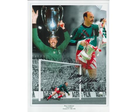 Football Bruce Grobbelaar signed 16x12 Liverpool Clown Prince colourised montage print. Good condition. All autographs come w