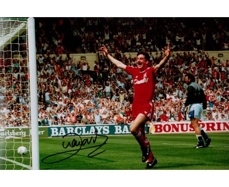 Football John Aldridge signed Liverpool 12x8 colour photo pictured in action in the all Merseyside Cup Final. Good condition.