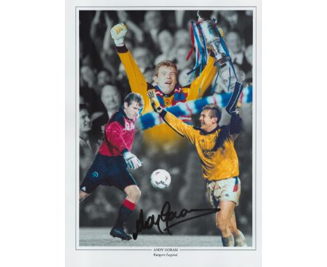 Football Andy Goram signed 16X12 Rangers Legend colour montage print. Good condition. All autographs come with a Certificate 