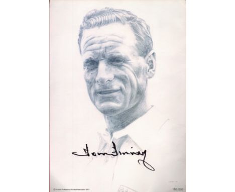 Tom Finney Signed 12 x 8 inch Black and White Print of Finney. Limited Edition 150/200/ Fair Condition. Good condition. All a