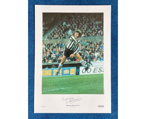 Malcom Macdonald signed 22x16 colour print picturing Super Mac celebrating while playing for Newcastle United. Good condition