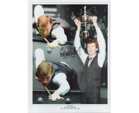 Snooker Steve Davis signed 16x12 colour montage print picturing him at the World Championship. Good condition. All autographs