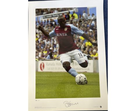Football Darius Vassell signed Big Blue Tube Premier series 23x16 colour print pictured in action for Aston Villa in 2003. Go