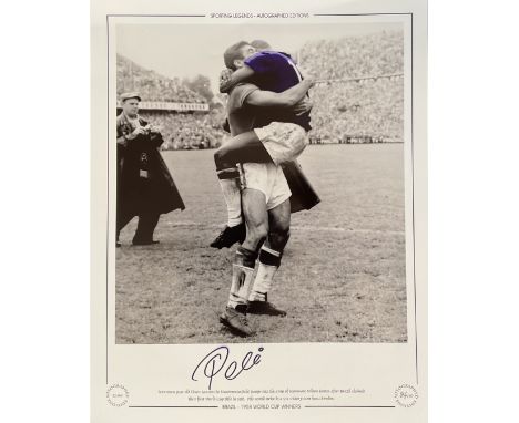 PELE Hand signed 20x16in size. Colourised Print. Limited Edition 84/100. Sporting Legends, Autograph Editions. Signature Slig