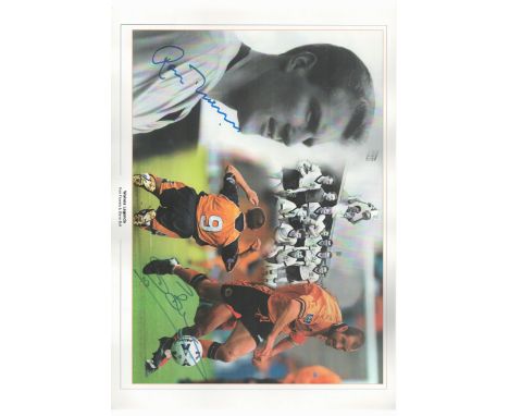 Football Wolves Legend Ron Flowers and Steve Bull signed 17x12 colour montage print. Good condition. All autographs come with