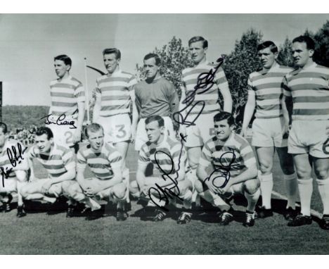 Football Lisbon Lions Celtic multi signed 16x12 black and white photo includes Jim Craig, Bertie Auld, Billy McNeil, Stevie C