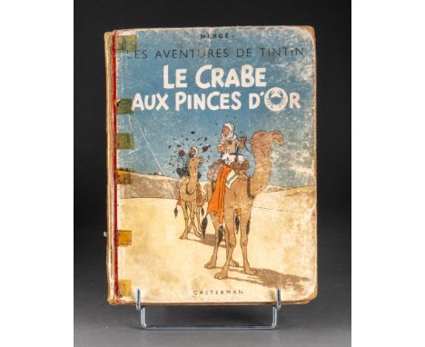 Le crabe aux pinces d'or Album, série A Edition Casterman, imprimé en Belgique Couleur Traces d'humidité, inscription au styl