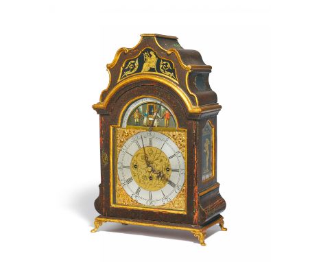 AUßERGEWÖHNLICHE STUTZUHR MIT AUTOMAT UND SPIELWERK. Castens, Johann Eberhard. BremenDatierung: Um 1780. Technik: Holzgehäuse