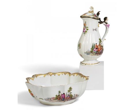 LAVABO-GARNITUR MIT SZENEN NACH TENIERS. Meissen. Datierung: Um 1750. Meister/Entwerfer: Modell J.G. Ehder. Technik: Porzella