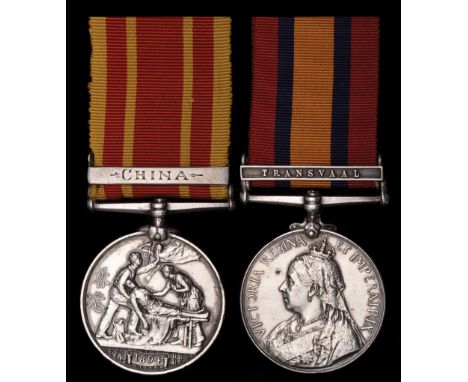 *A Scarce and well-documented Hong Kong Plague and Q.S.A. Pair awarded to Private T. Jones, Shropshire Light Infantry, compri