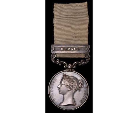 *Army of India, 1803-1826, short-hyphen type, single clasp, Nepaul (Lieut. Jas. Manson. 8th N.I.); officially engraved in sma