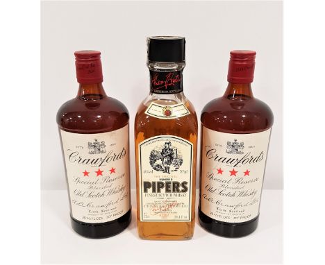 THREE BOTTLES OF BLENDED WHISKYcomprising two bottles of Crawford's special reserve blended old scotch whisky, Leith, Scotlan