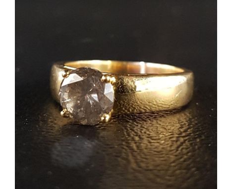 LARGE DIAMOND SOLITAIRE RINGthe round brilliant cut diamond approximately 2cts, on eighteen carat gold shank, ring size P and