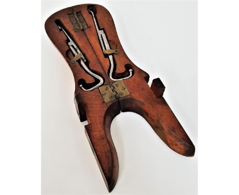 VINTAGE WOODEN FOLDING BOOT JACKopening to reveal concealed metal folding boot pulls, 28.5cm long 