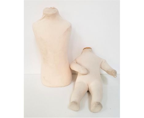 CHILD'S MANNEQUIN TORSOin polystyrene and covered in flesh coloured fabric, 52cm high, together with a child mannequin body w