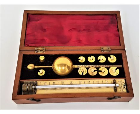SIKES' HYDROMETERin a fitted mahogany case, the lift up lid with an inset plaque 'Brown, 76 St. Vincents St, Glasgow' 