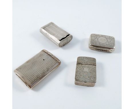 2 HINGED SECTION SILVER SNUFF BOX AND 3 OTHERS