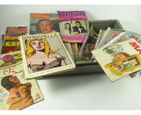MISC. COMICS AND MAGAZINES INC. MAD, BARBARELLA (TRANSWOROLD PUBLISHERS), OZ, PRIVATE EYE, THE RING, WESTERN ETC.