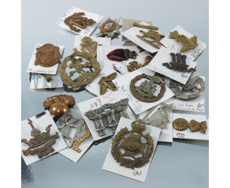 MILITARY CAP BADGES 22 COUNTY ETC BADGES INC. TYNESIDE SCOTTISH, ROYAL IRISH, CONNAUGHT RANGER, DORSET, R IRISH RIFLES, SWB, 