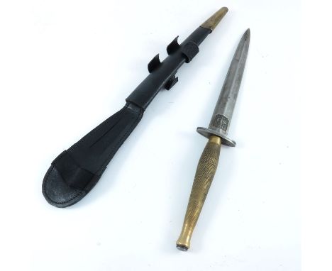 MK2 INDIA PATTERN COMMANDO KNIFE, BROAD ARROW OVER I ON CROSS GUARD WITH FS MARKINGS ON BLADE