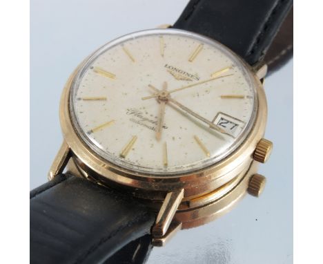 GENTS GOLD LONGINES FLAGSHIP AUTOMATIC WRISTWATCH WITH DATE APERTURE