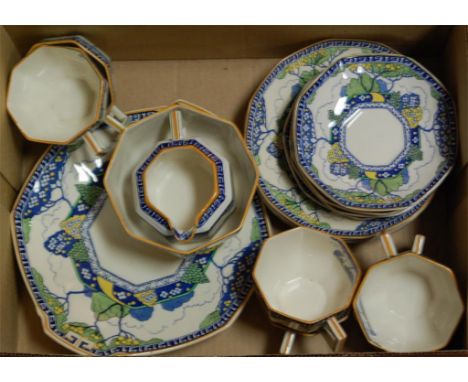 A Royal Doulton part tea service in the Merryweather pattern D4650