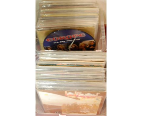 Two boxes of assorted LPs to include Led Zeppelin II, Bob Dylan etc