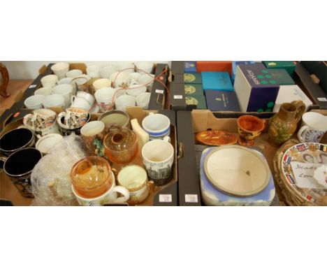 A boxed Royal Worcester Prince Charles & Lady Diana commemorative tankard, together with various other boxed and loose commem