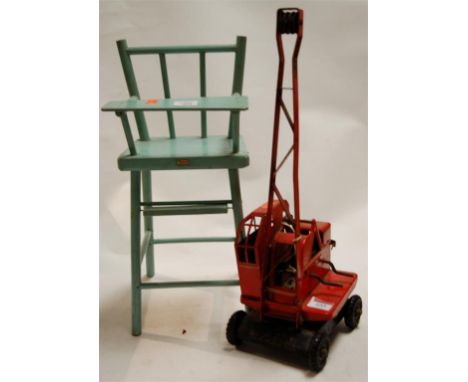 A tinplate model of a four ton James mobile crane by K&L Steel Founders & Engineers Ltd, together with a Triang dolls high ch