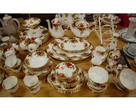 An extensive Royal Albert tea and dinner service in the Old Country Roses pattern Condition Report / Extra Information Some r