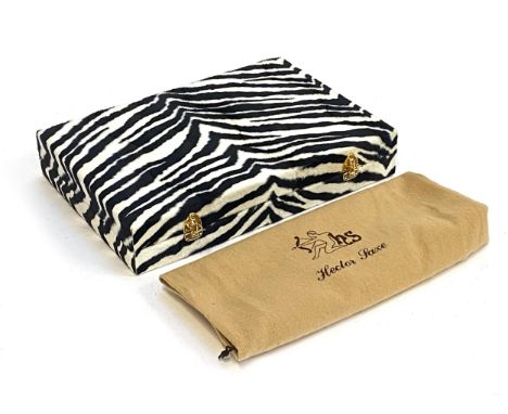 A Hector Saxe luxury backgammon set, in zebra hide style case, 36.5cmW with dustbag