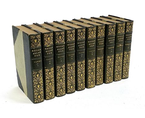 BOOKS, EDGAR ALLAN POE. 'The Complete Works of Edgar Allan Poe' in v. nice 3/4 green leather bindings in VG con. throughout. 
