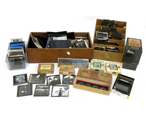 A quantity of glass photographic slides; magic lantern slides; coloured lantern slides etc, to include Primus Junior Lecturer