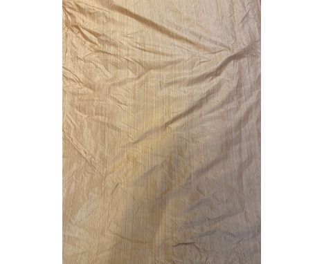 A pair of orange silk lined curtains, with swags, 360x500cm