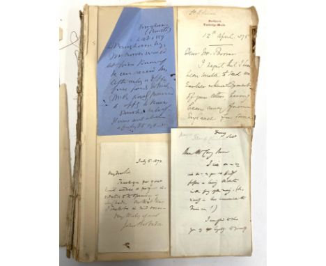 MANUSCRIPT LETTERS. An extensive collection of MS letters and some envelopes. To inc. for e.g., John BURGON, writer and Dean 