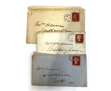 MANUSCRIPT LETTERS, John LEECH, CARICATURIST and ARTIST. Three letters to Mrs HEARN, c. 1859 with penny reds.