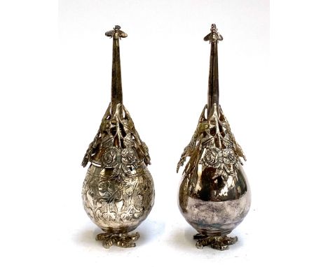 Two silver plated rose water sprinklers, 18.5cmH