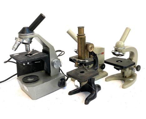 Four microscopes: An antique microscope by R & J Beck Ltd; together with two Russian USSR made microscopes; and a GS London M