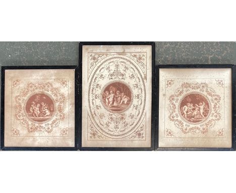 By and after Michelangelo Pergolesi (1760-1801), a trio of designs enclosing central roundels, engraved by Bartolozzi after C