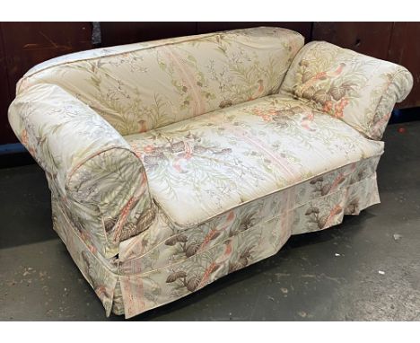 A double drop end two seater sofa, on turned legs and ceramic casters, approx.&nbsp;168x90x75cmH
