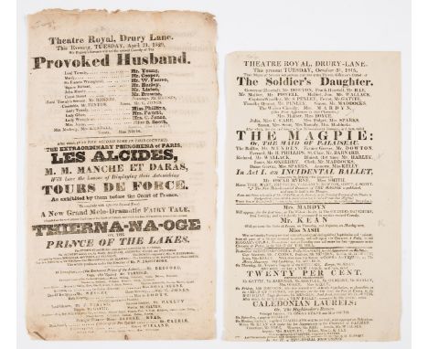NO RESERVE Playbill.- Playbill for The Stranger at the Theatre Royal, Covent-Garden, trimmed close at head (not affecting tex