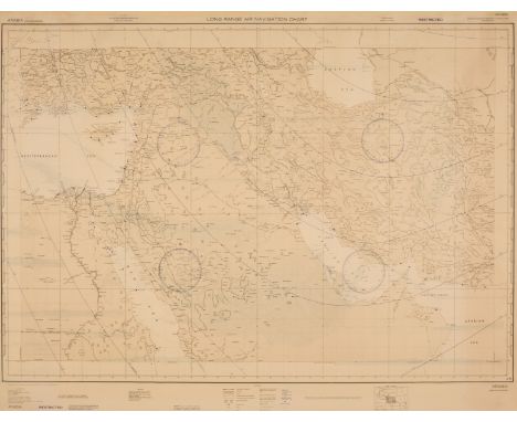 Middle East.- U.S. Army Air Forces (publisher) Long Range Air Navigation Chart. Arabia, showing Arabia, Bahrein, Rhodes, and 