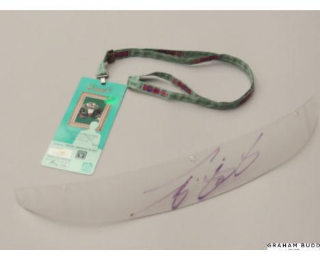 Michael Schumacher signed dashboard visor,&nbsp;
signed in black marker pen, sold with RAC British Grand Prix Paddock Club ta