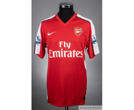 Tomas Rosicky red Arsenal no.7 home shirt from the 2009-10 Premier League campaign,
layer issued short sleeved NIKE example w