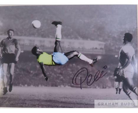 At Auction: Pele signed 7x5 inch black and white photo pictured