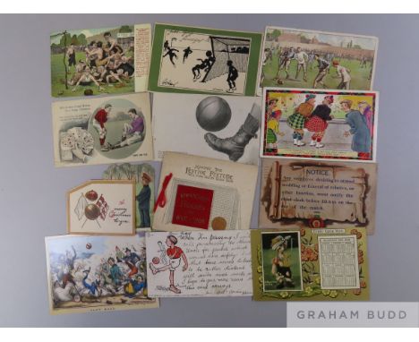 Selection of football caricature cartoon postcards, including National Series, R Wilkinson &amp; Co., Kodak, Raphael Tuck &am