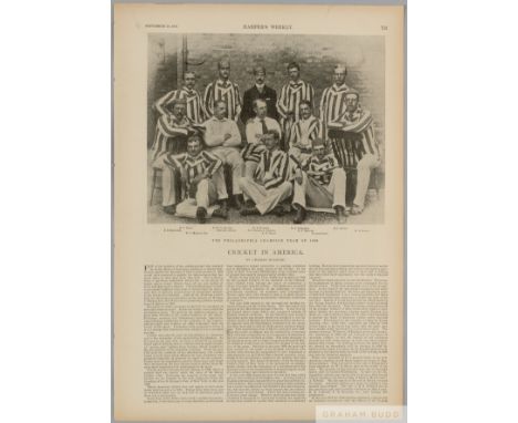 Extract from an 1891 Harper's Weekly magazine featuring a full page illustrated article on Cricket in America,
Vol XXXV No.18