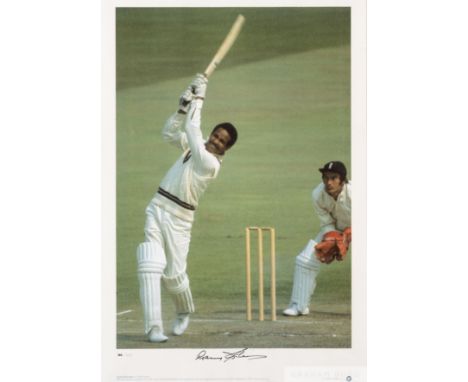 Cricket Gary Sobers Limited Edition print,  no. 142 of 500, framed and glazed 69 by 52cm., sold with a Fred Truman signed pho