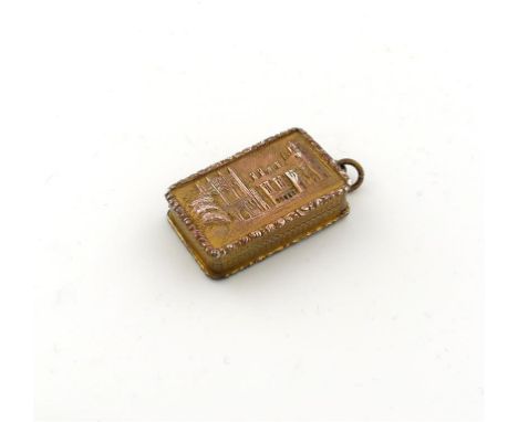 A William IV silver-gilt 'Castle-top' vinaigrette, by Taylor and Perry, Birmingham 1835, rectangular form, engine-turned deco